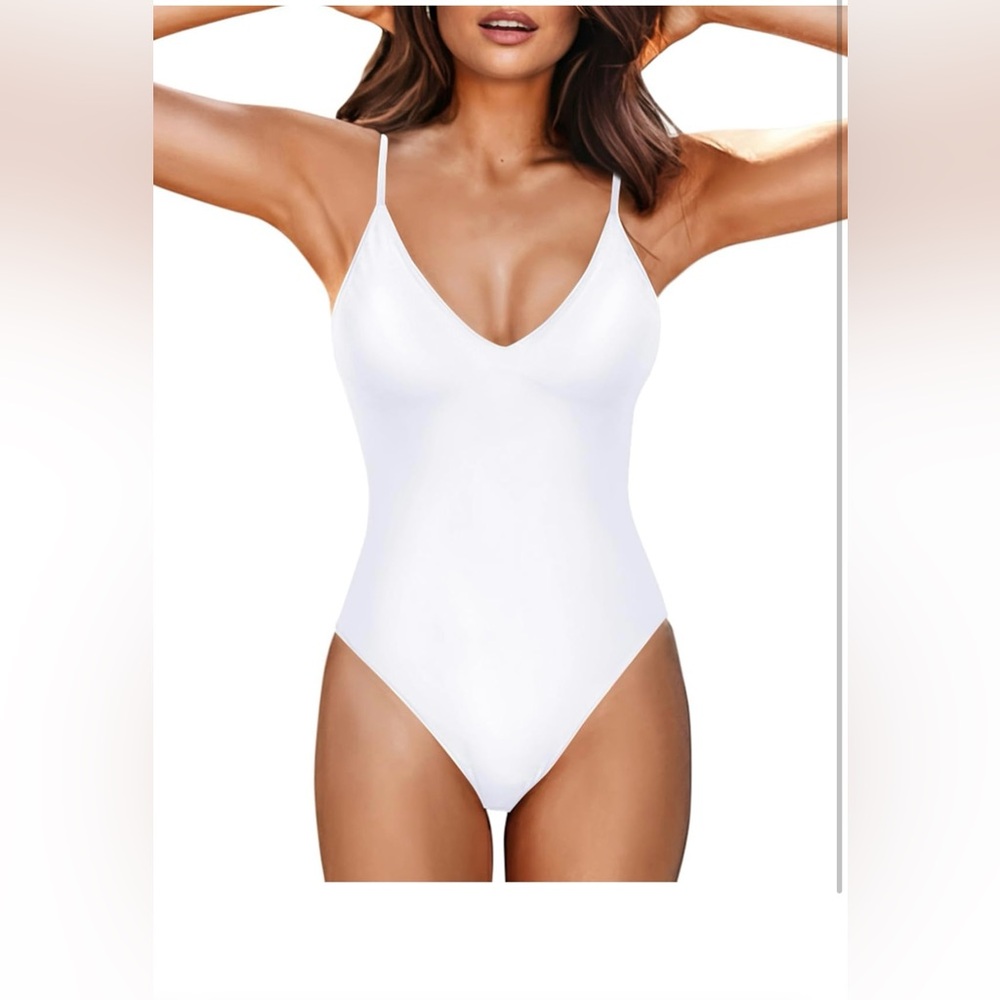 Sleek White One-Piece Swimsuit